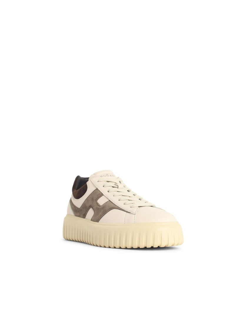 Hogan 'H Stripes' Ivory Leather Sneakers