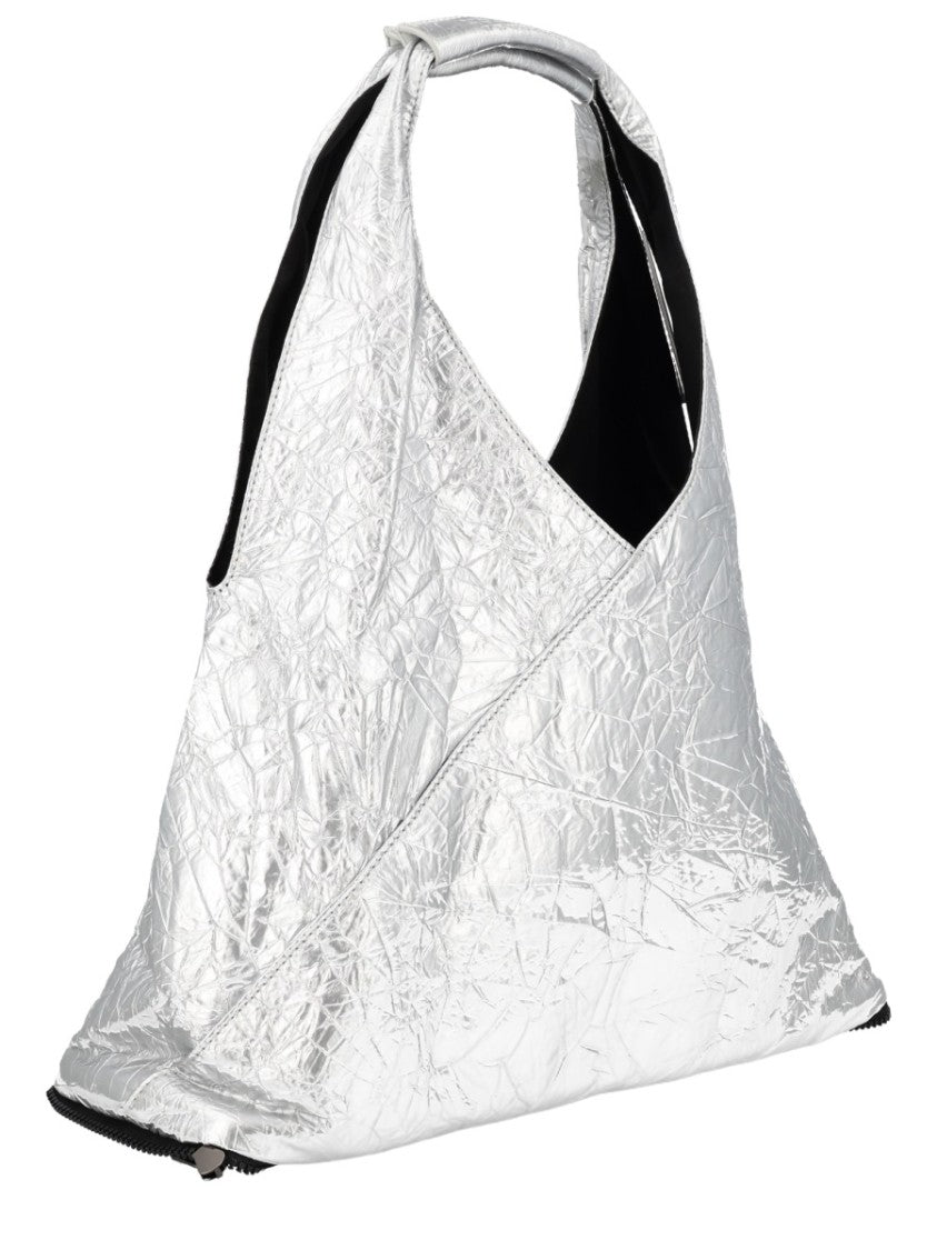 Mm6 By Maison Margiela Silver Japanese Crinkled Triangular Shoulder Bag