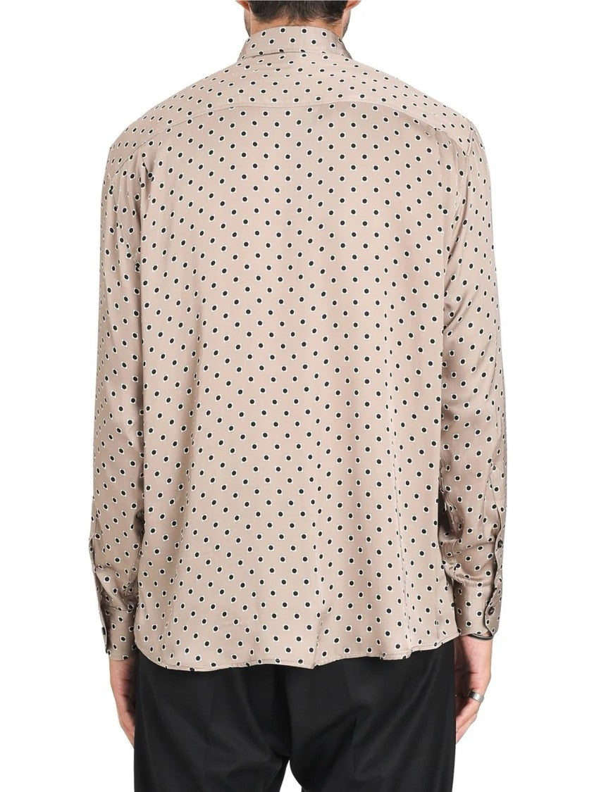I M Brian Beige Viscose Patterned Shirt