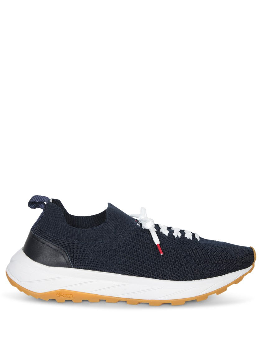 Kiton Contemporary Blue Sneakers With Breathable Knit Upper