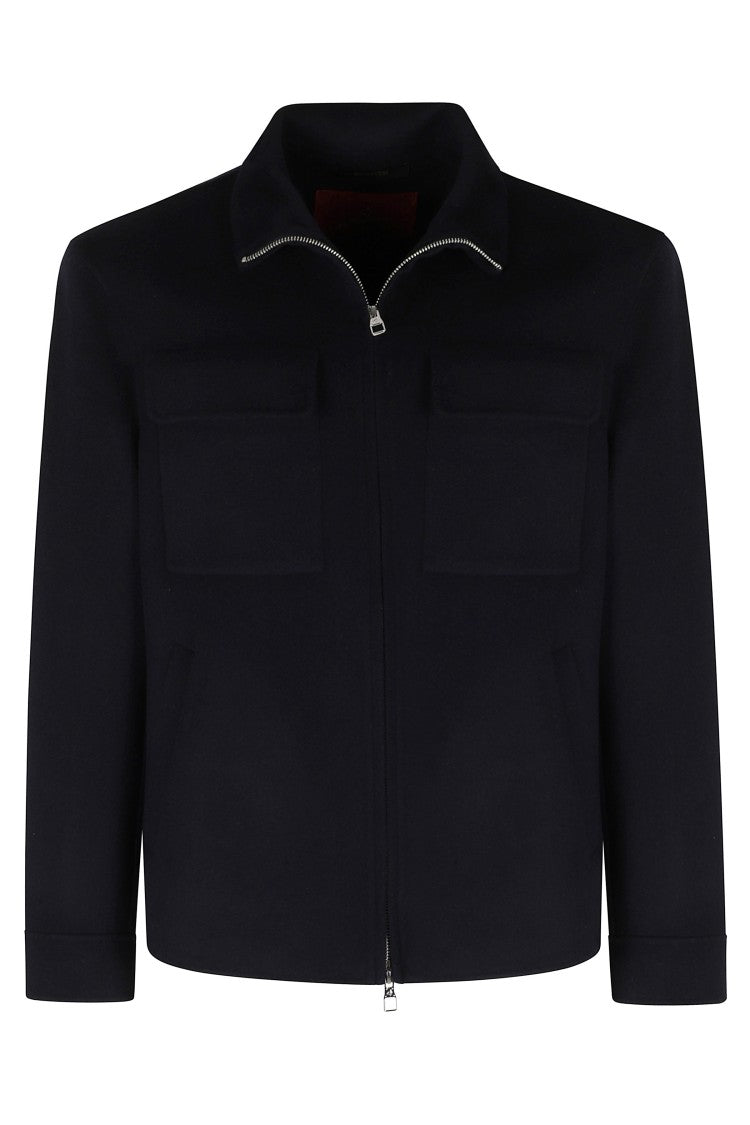 Montecore Blue Short Flap Pockets Boiled Wool Jacket