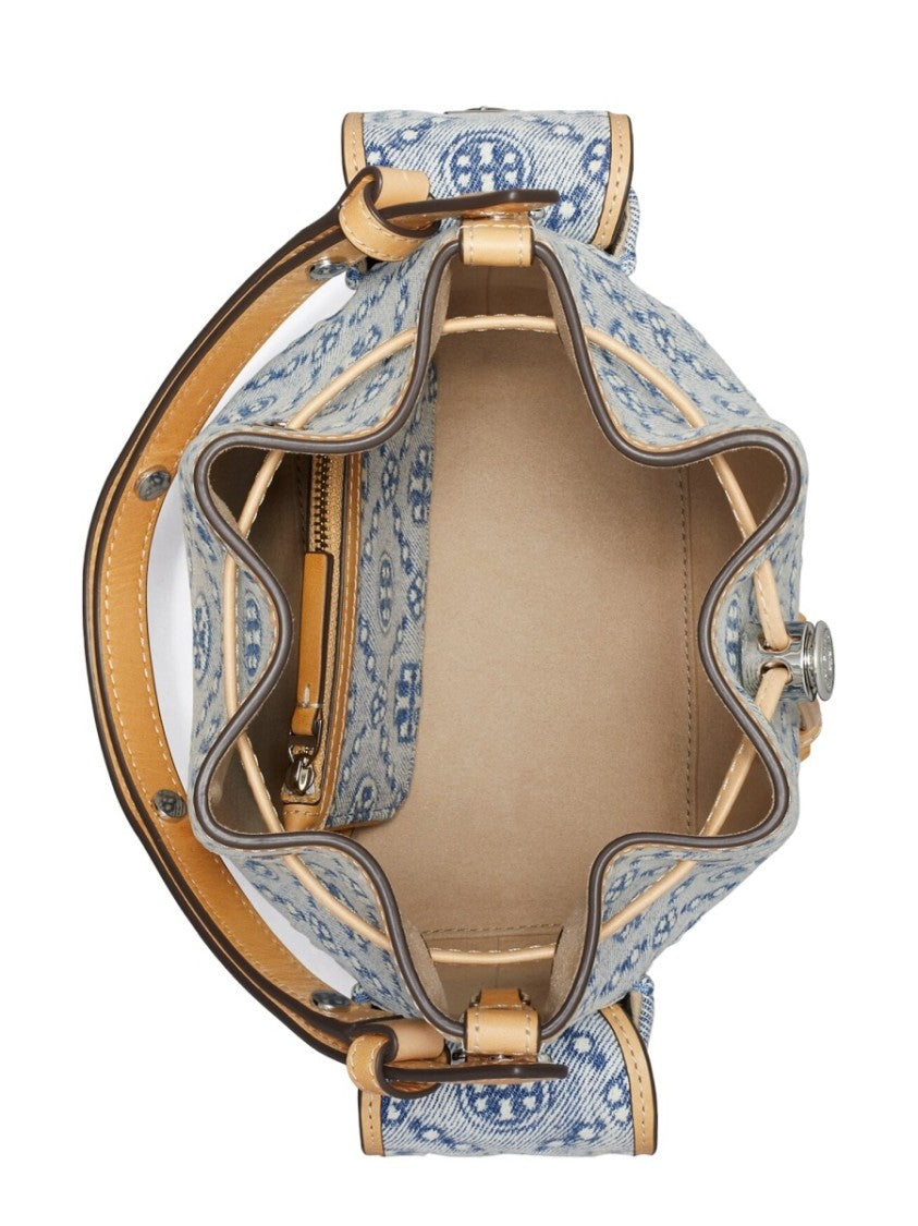 Tory Burch T-Monogram Cotton-Blend Bucket Bag