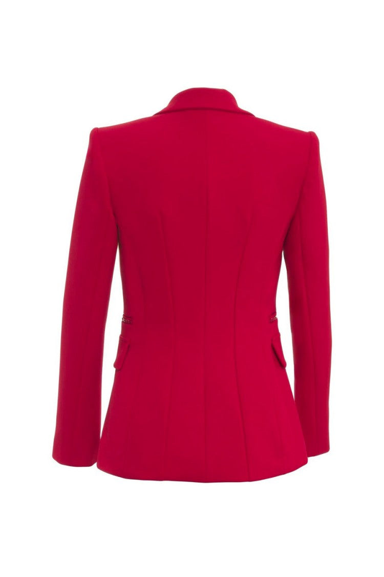 Elisabetta Franchi Red Two-Button Polyester-Blend Blazer