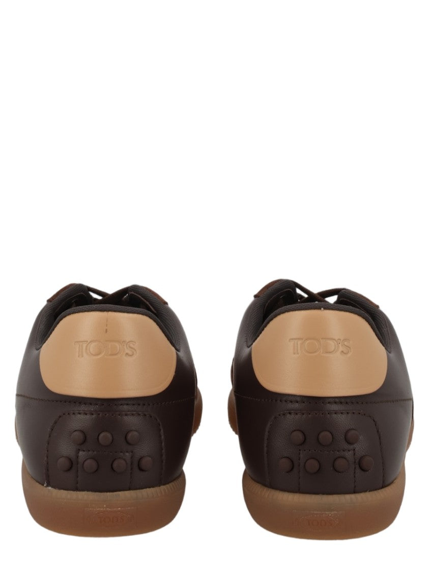 Tod's Brown Calfskin Low-Top Sneakers