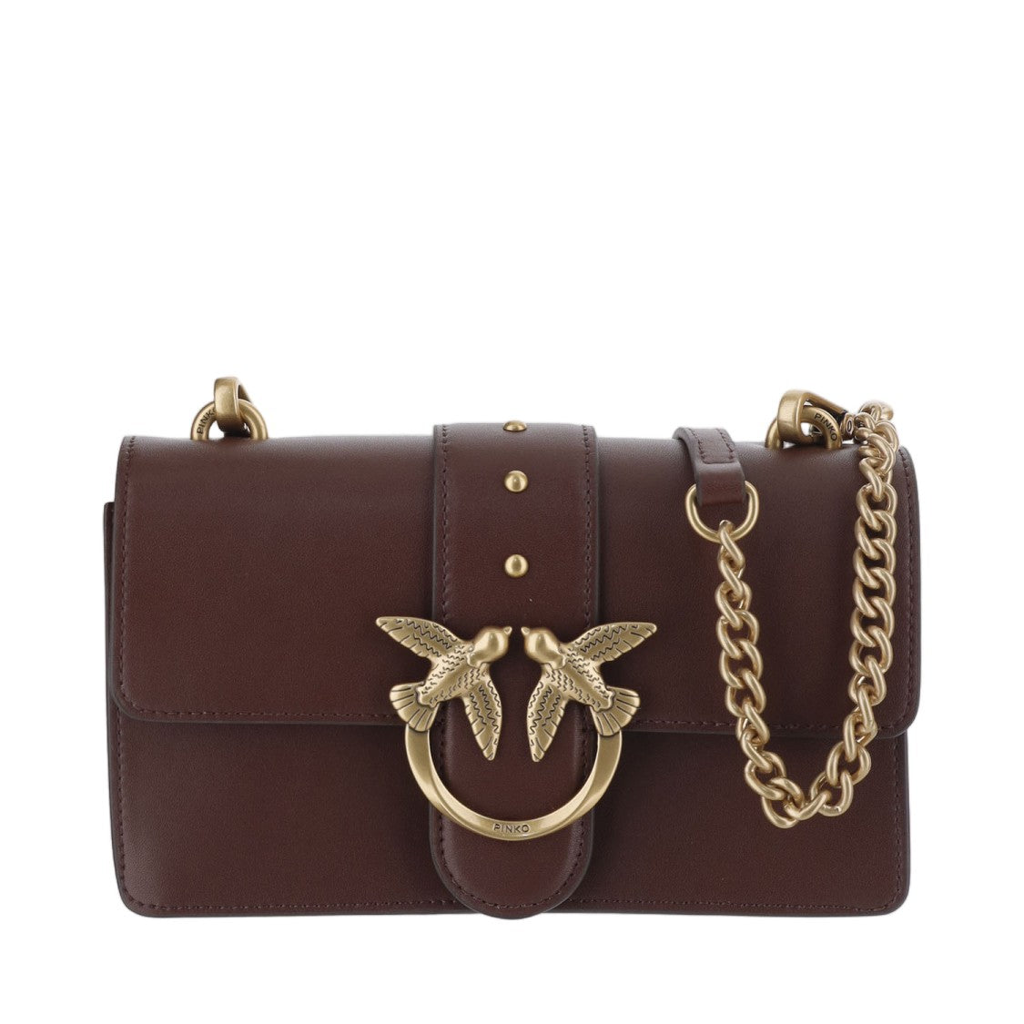 Pinko Love One Mini Bordeaux Leather Shoulder Bag