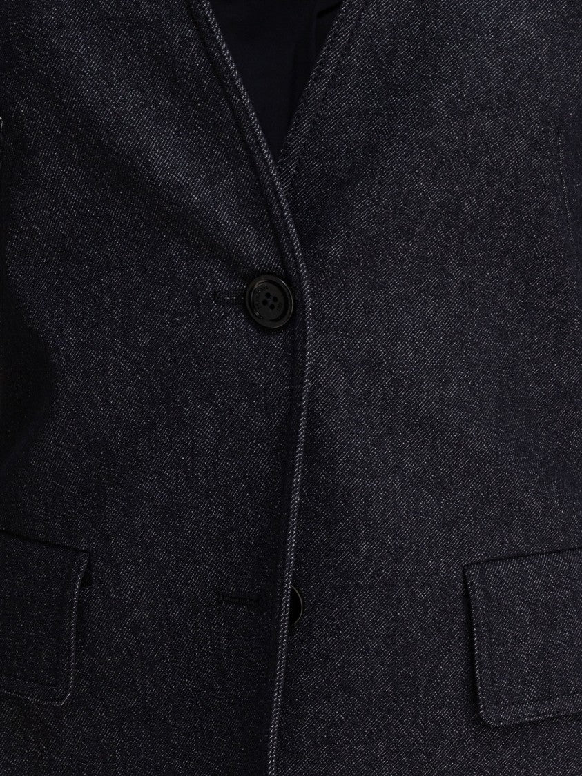 Max Mara Denim-Effect Blazer With Stand-Up Collar