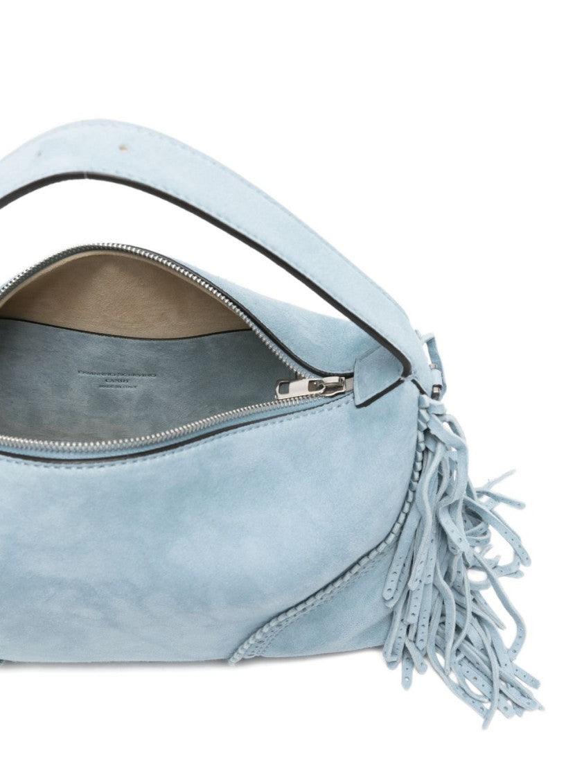 Ermanno Scervino Structured Shoulder Bag In Soft Lamb Leather With Decorative Fringes