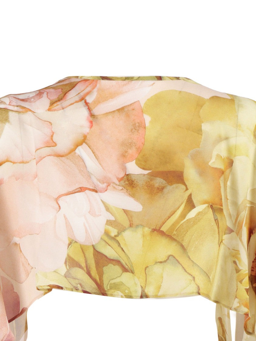 Clips Flowing Sheer Floral Print Beach Cover-Up