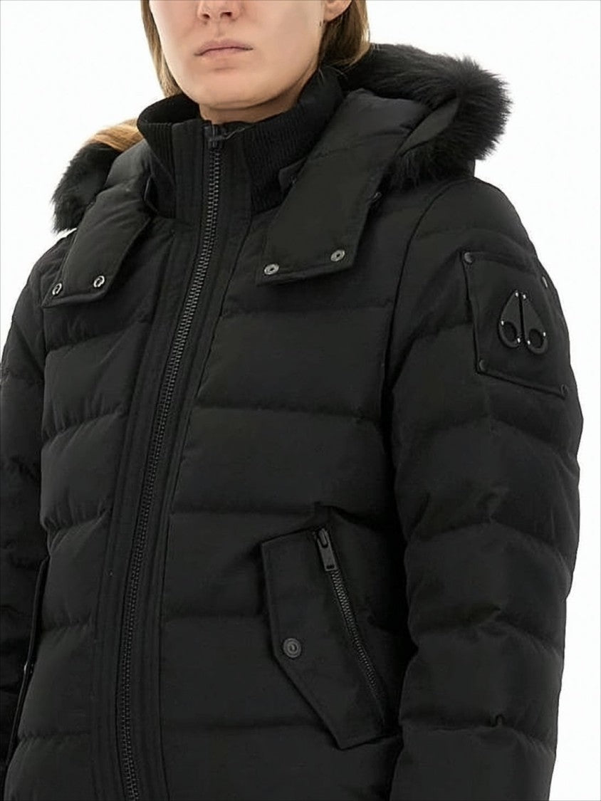 Moose Knuckles Quilted Cropped Padded Jacket With Detachable Fur Hood