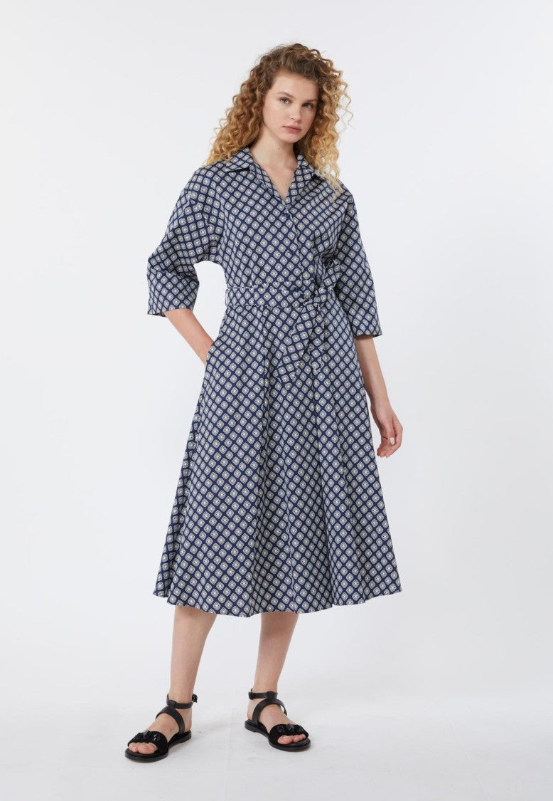 Max Mara Midi Dress With Fitted Waist And Self-Tie Belt