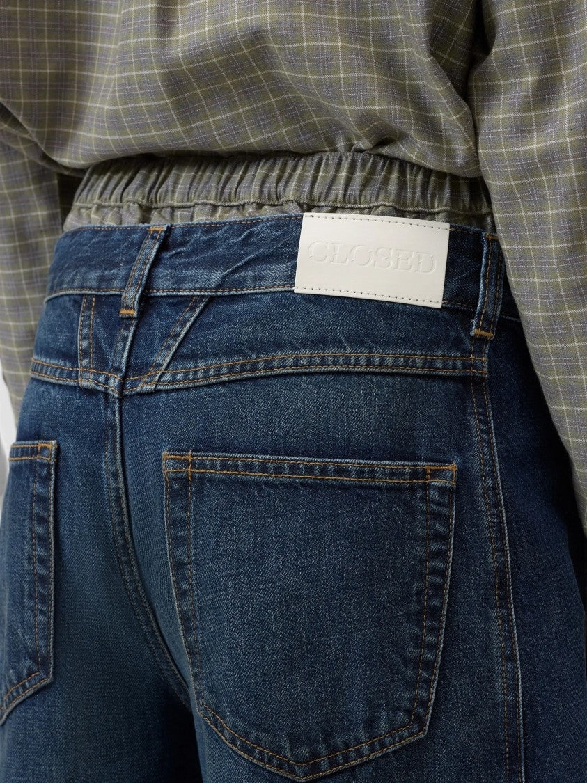 Closed Dark Blue Faded Wide-Leg Jeans