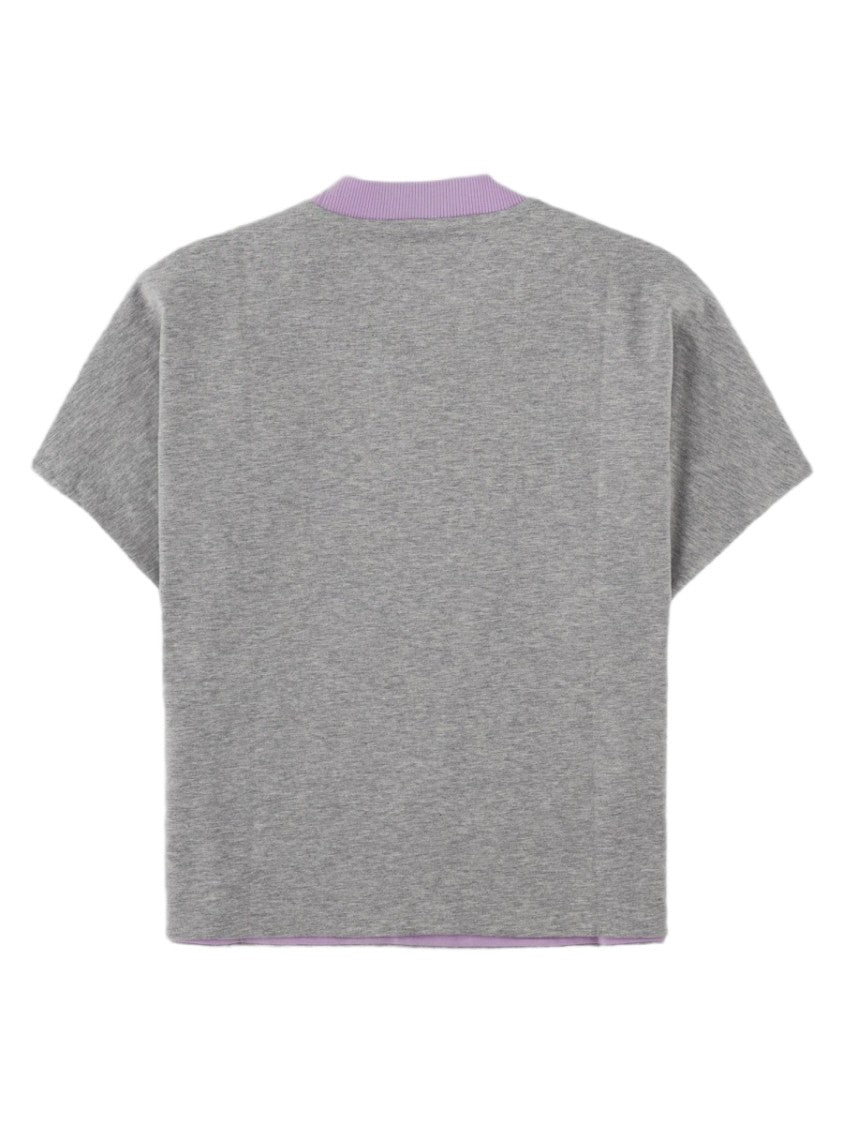 Versace Grey Cropped Lavender Accent Cotton T-Shirt