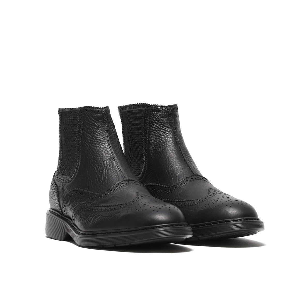 Hogan Hammered Black Leather Ankle Boots