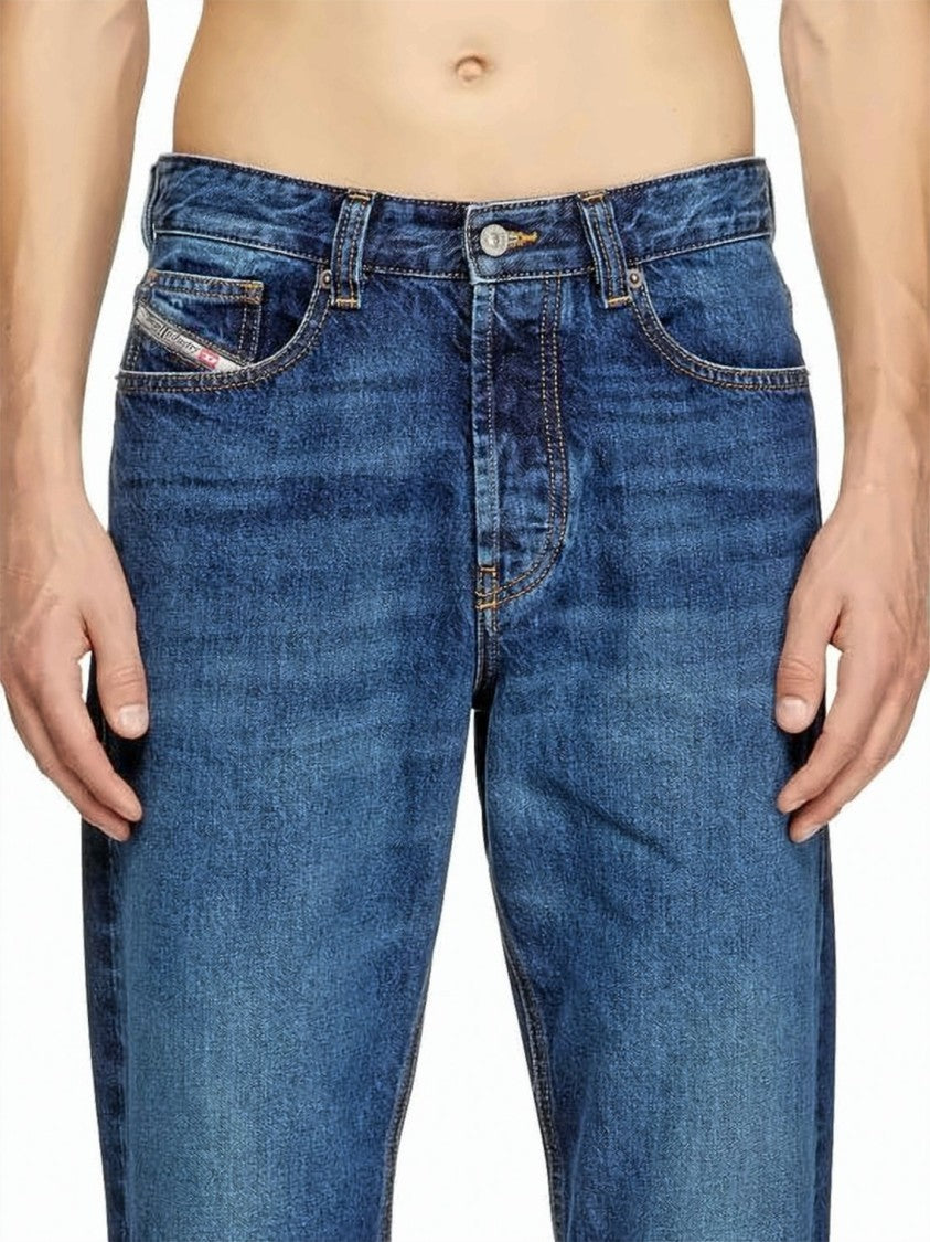 Diesel Blue Straight-Leg Medium Wash Denim Jeans