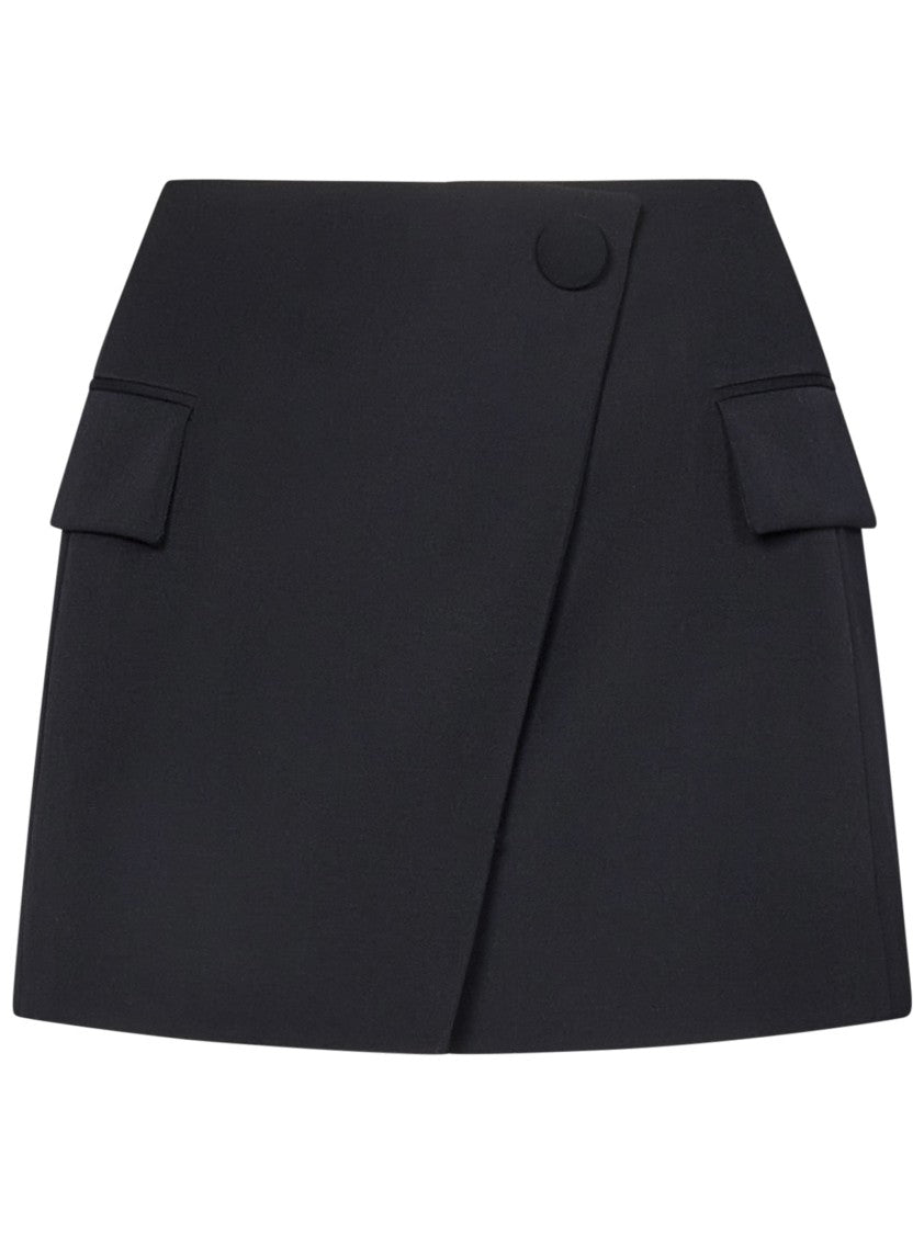 Balmain Asymmetric Virgin Wool Gabardine Mini Skirt