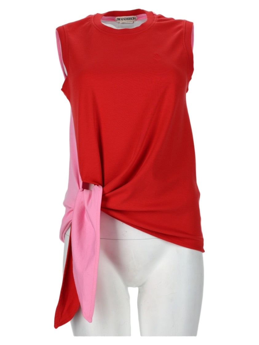 J. W. Anderson Red Sleeveless Asymmetrical Organic Cotton Top