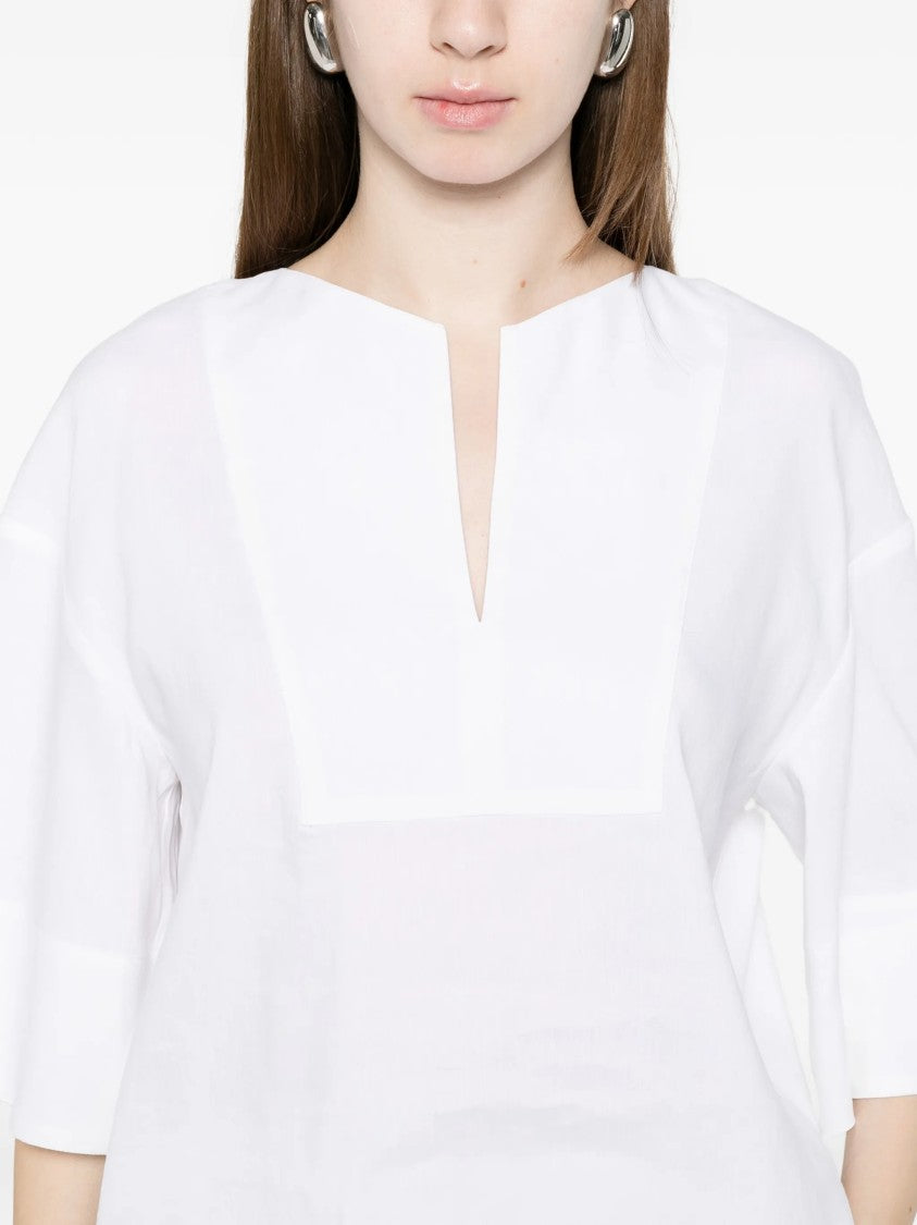 Max Mara White Mxpsospir Boxy Cotton Top