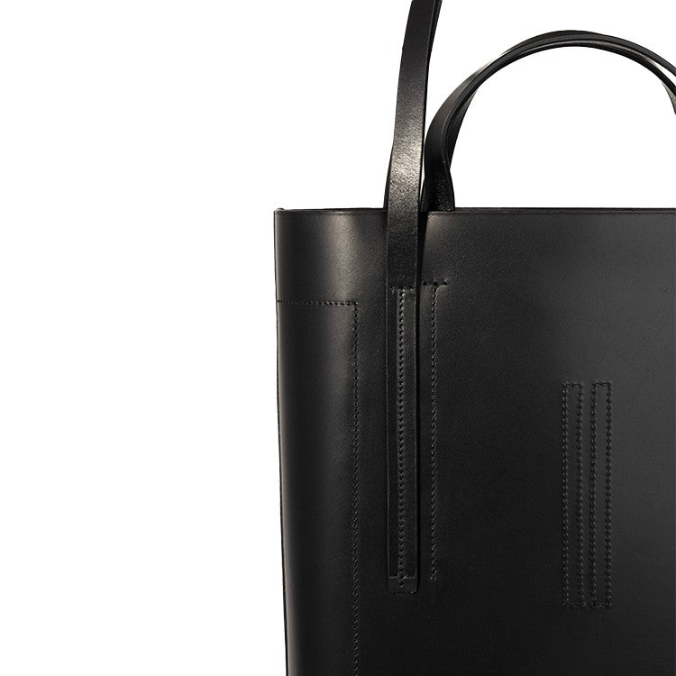 Rick Owens Structured Black Leather Tote Bag