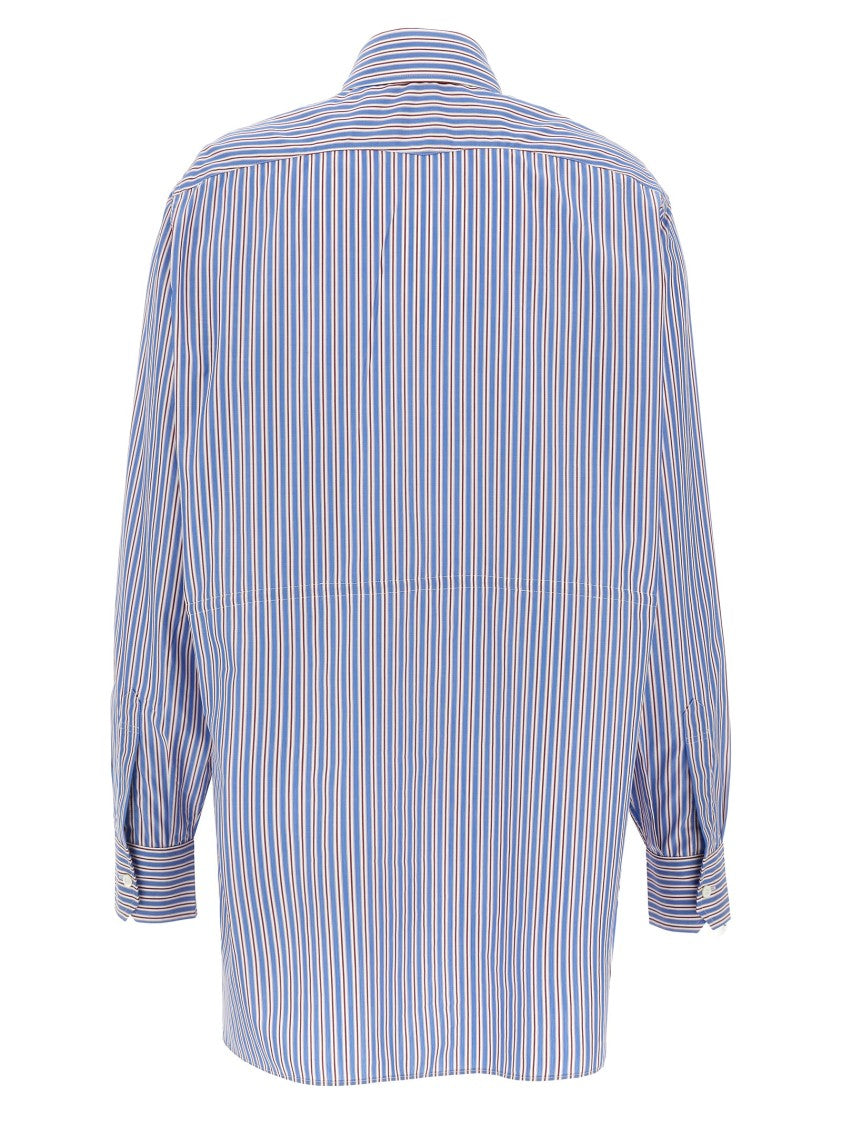Prada Triangle Logo Striped Cotton Poplin Shirt