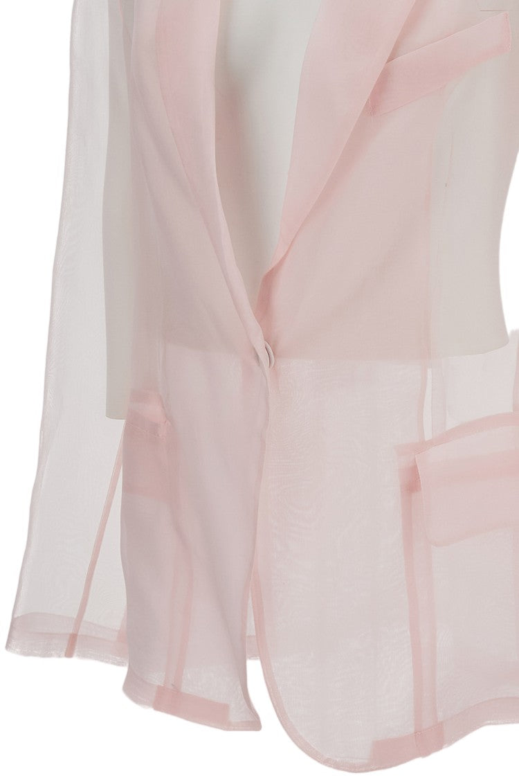 Federica Tosi Transparent Organza Silk Blazer With Snap Closure