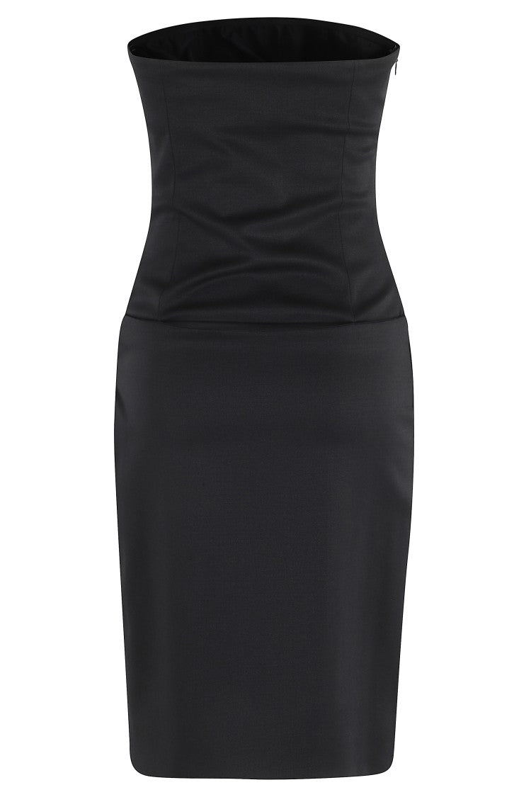 The Attico Fitted Black Midi Dress With Straight Bustier Neckline