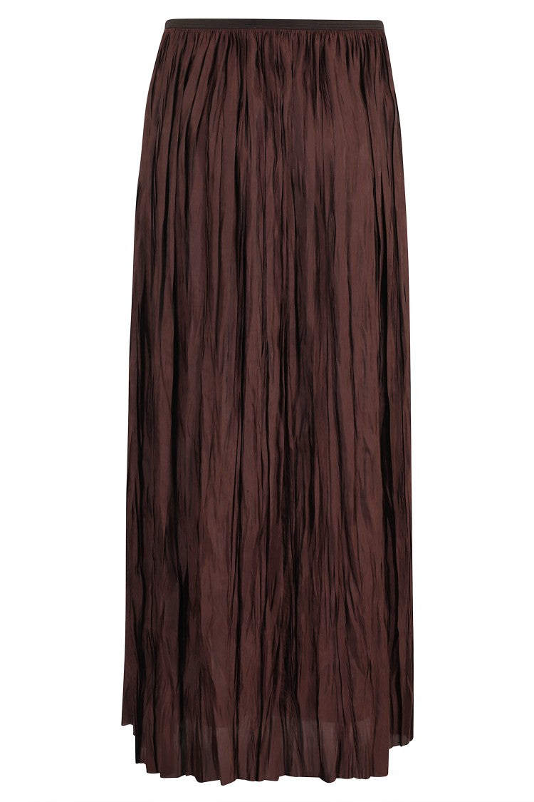 Roberto Collina Flowing Satin-Finish Long Pleated Skirt