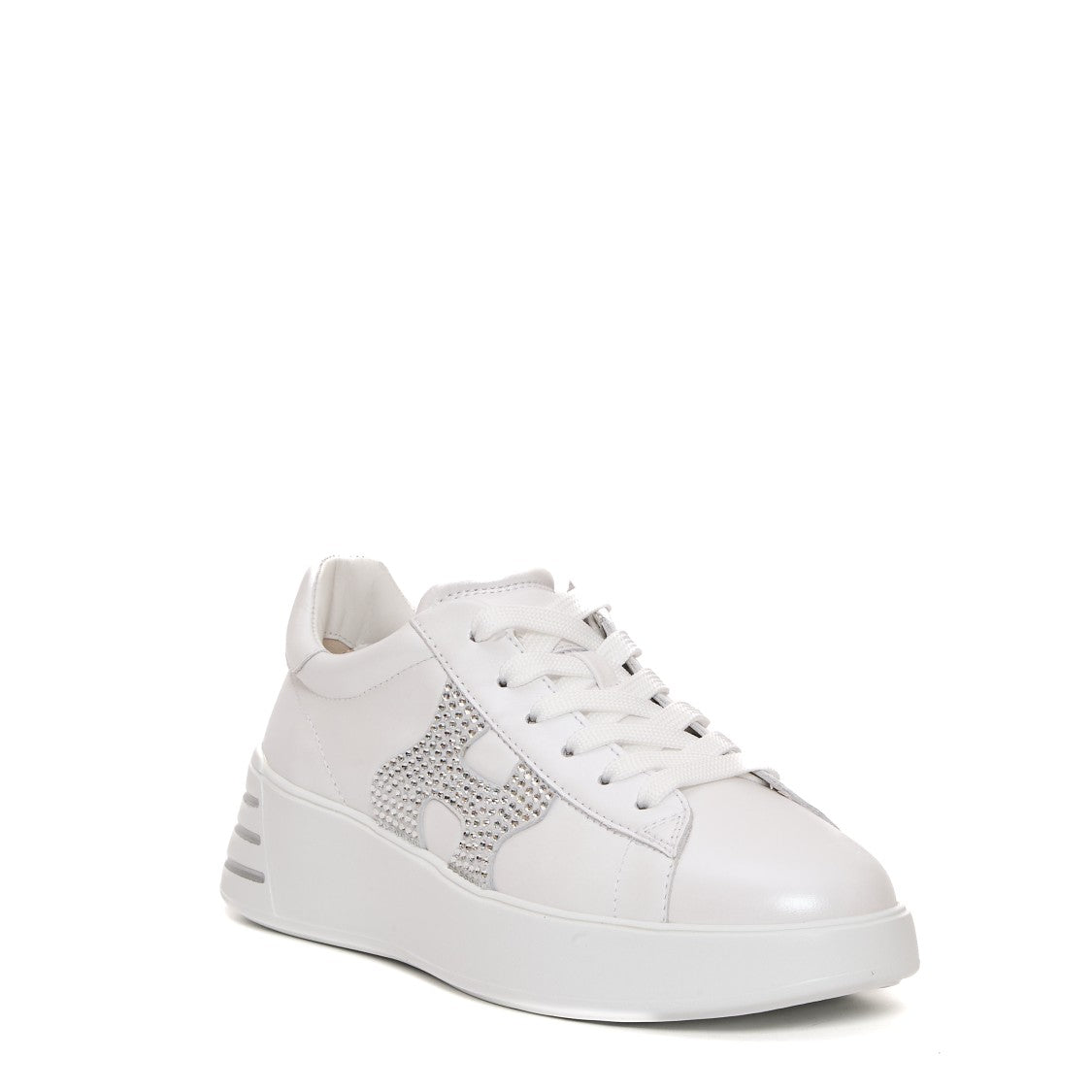 Hogan Rebel White Leather And Rhinestones Sneakers