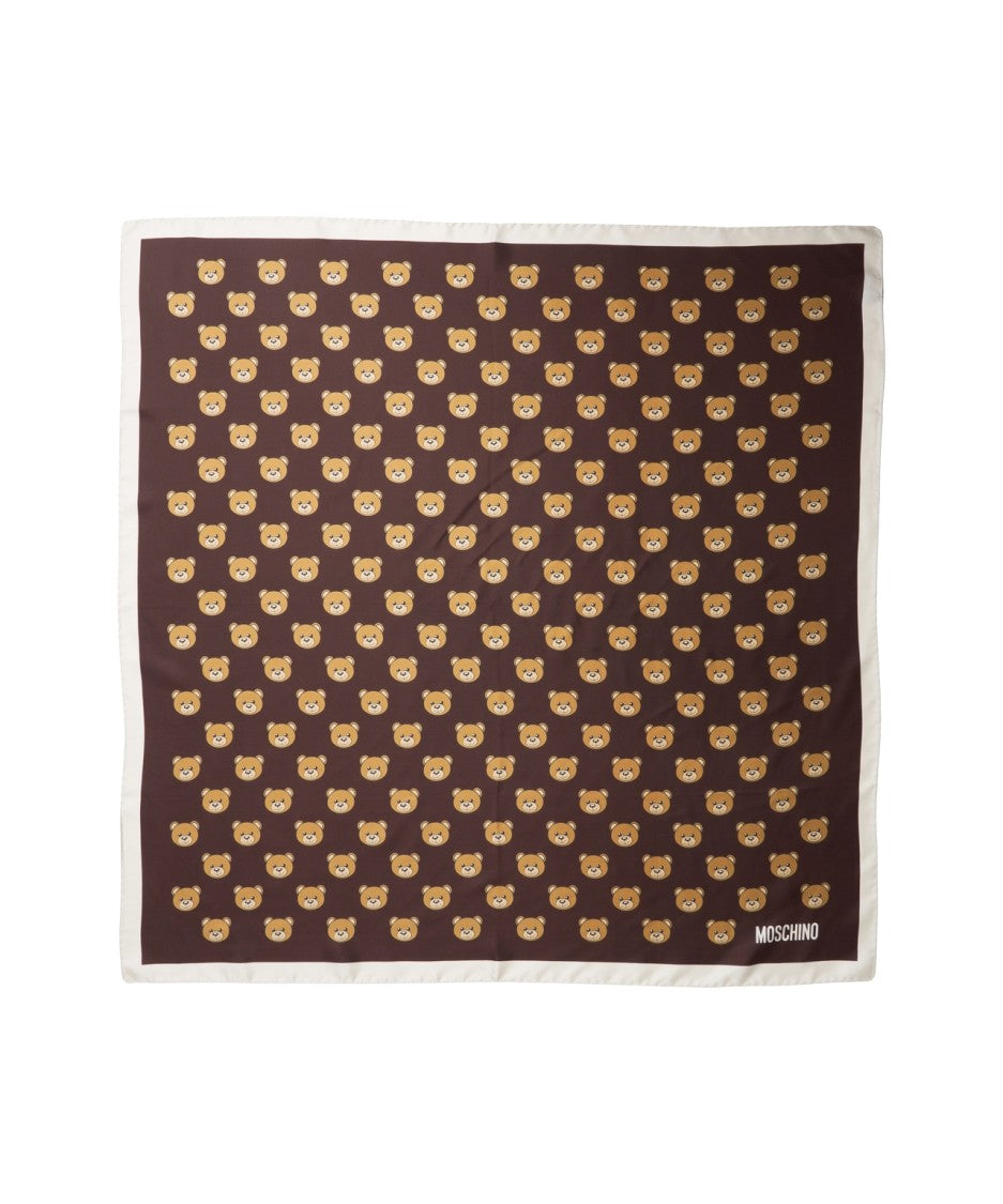 Moschino Silk Scarf With Distinctive Teddy Bear Motif