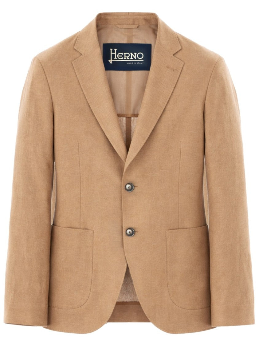 Herno Tailored Beige Notch Lapel Blazer Jacket