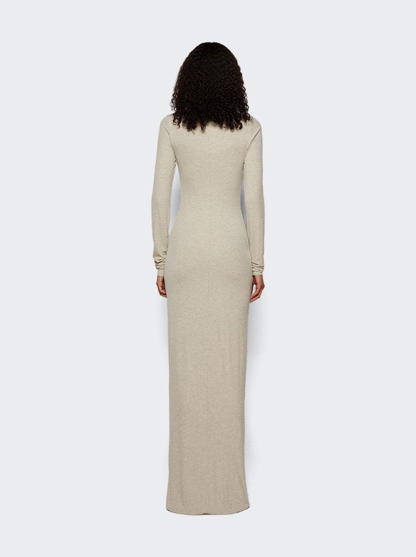 Eterne Long Sleeve Crewneck Maxi Dress Heather Oatmeal