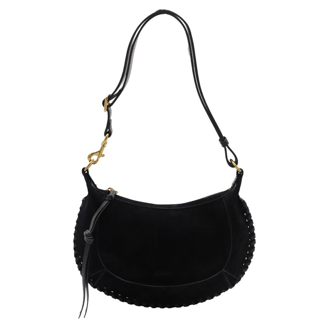 Isabel Marant Crescent-Shaped Black Suede Bag With Gold-Tone Hardware
