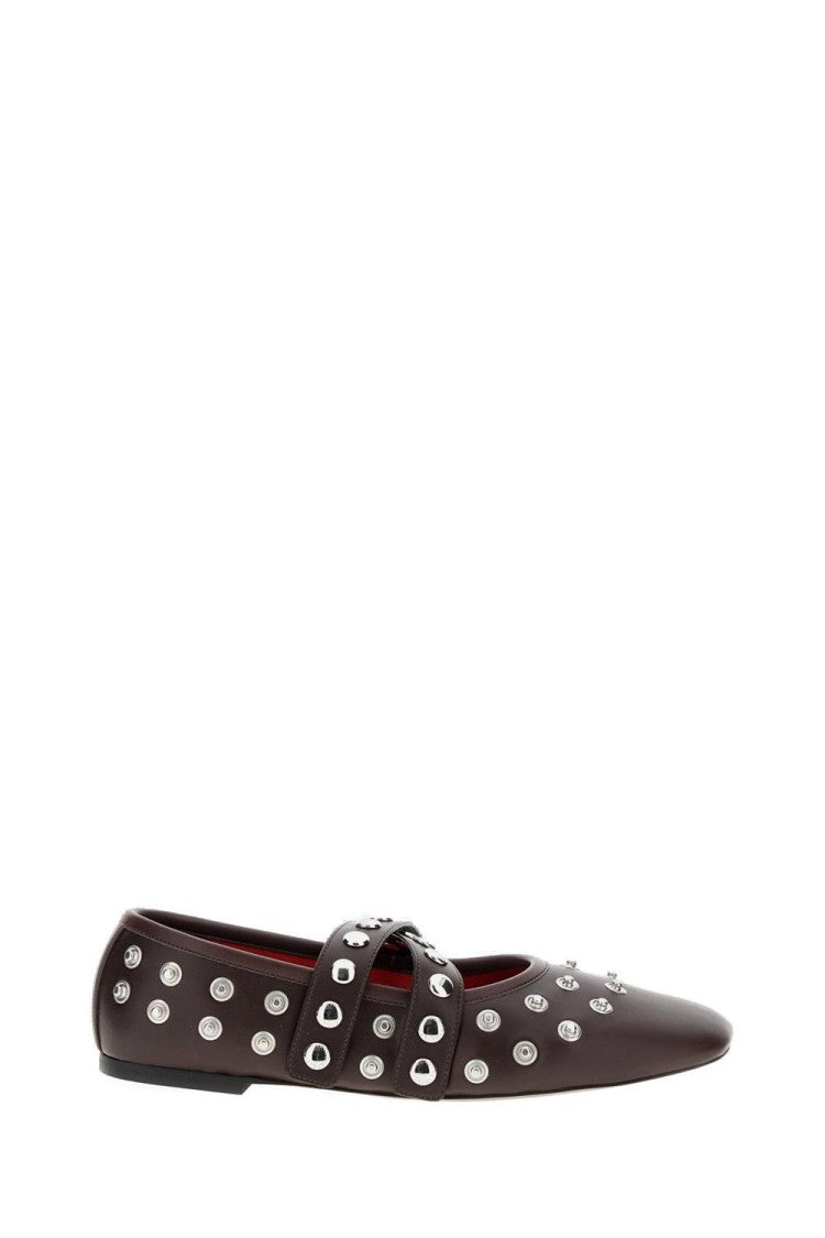 Stella Mccartney Leather Ballerina Flats With Double Straps And Stud Detailing