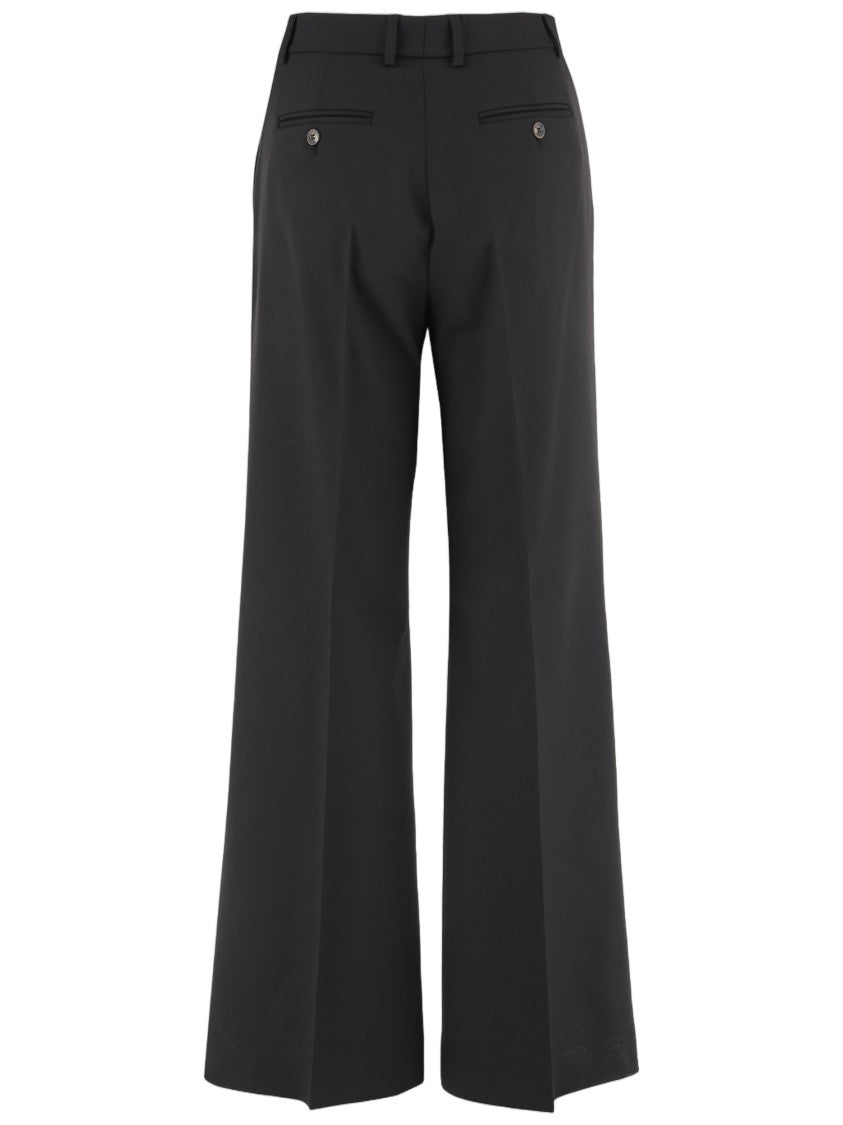 Ql2 Tailored Black Pants With Pressed Pleats And Belt Loops