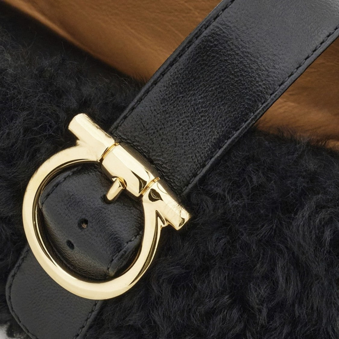 Salvatore Ferragamo Gancini Ornamental Ballet Flats In Shearling