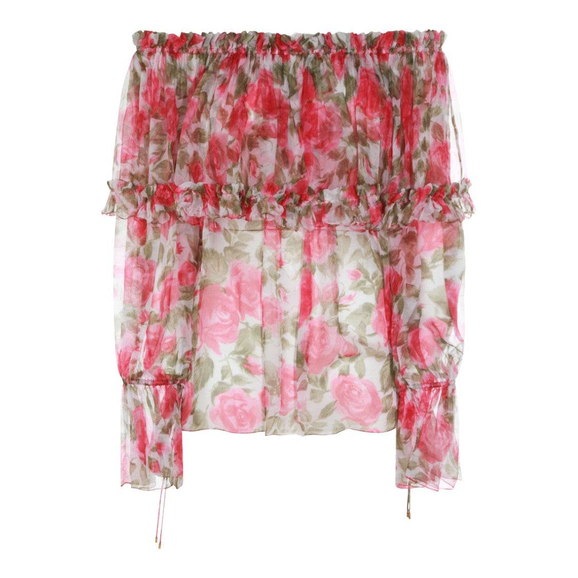 Chloé Multicolor Silk Puffed Sleeves Top