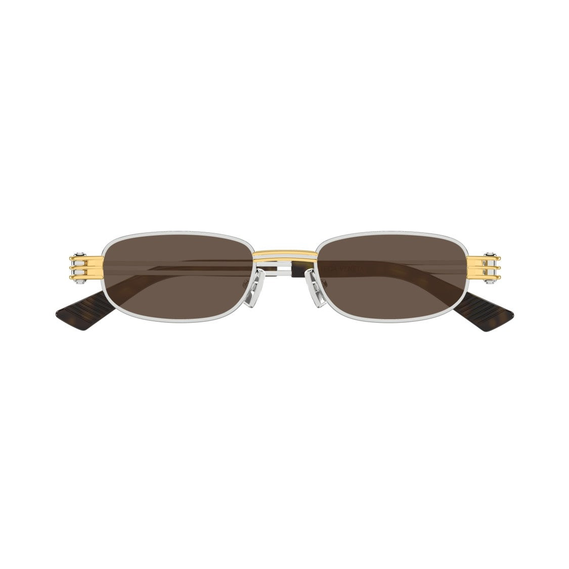 Bottega Veneta Bv1381s Rectangular Silver Metal Sunglasses