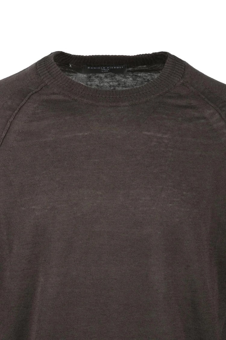 Daniele Fiesoli Brown Raglan Linen Cotton Pullover