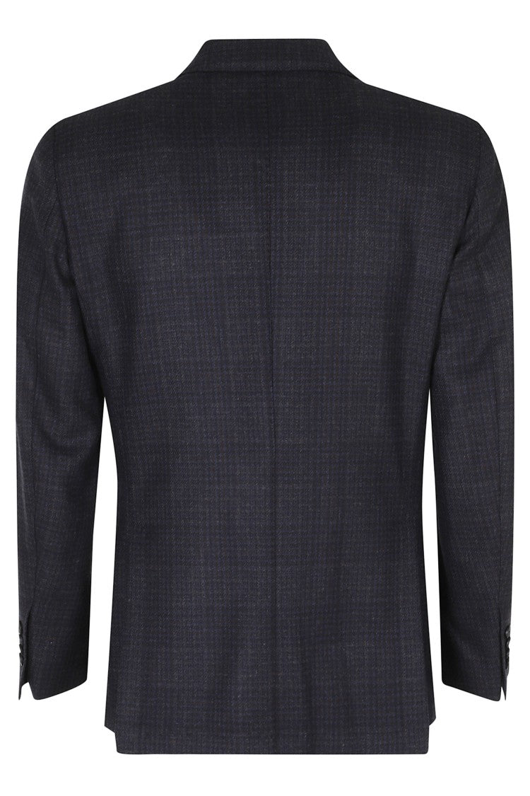 Santaniello Blue Welsh Check Pattern Wool Blazer
