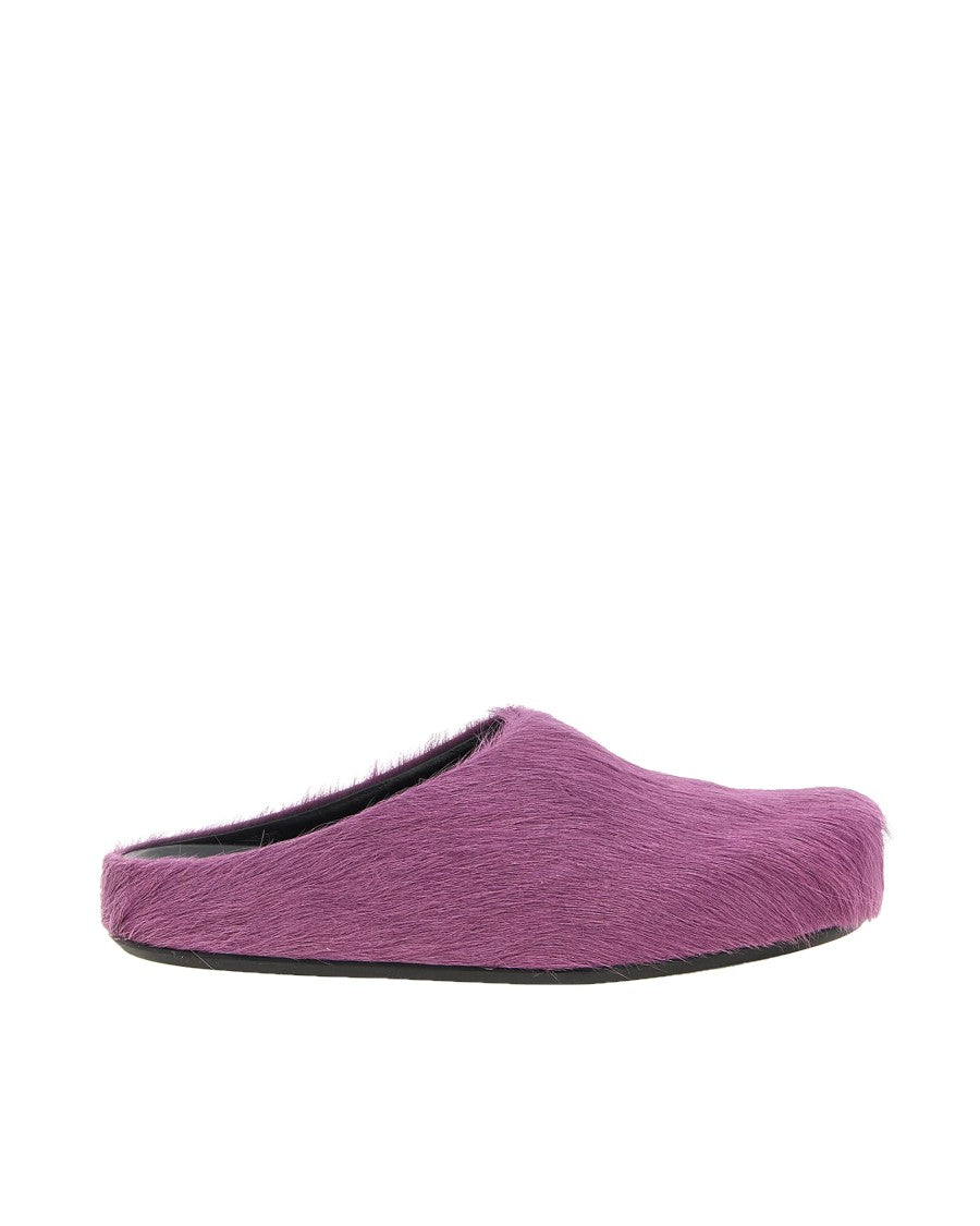 Marni Long-Hair Leather Fussbett Mules - Purple
