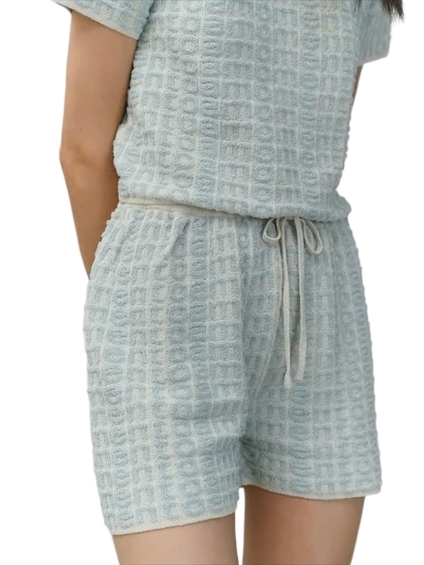 Amomento Textured Fabric Shorts With Adjustable Drawstring