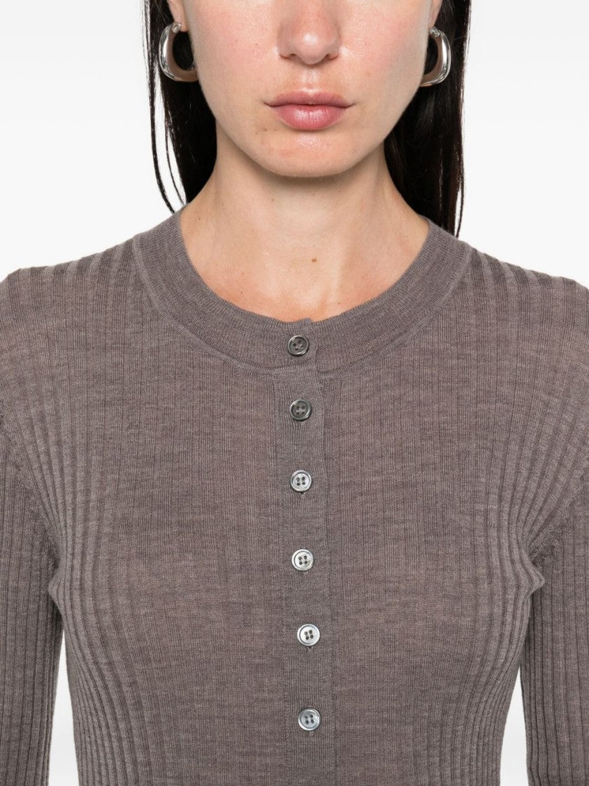 Soeur Fitted Ribbed Knit Sweater With Button Detailing