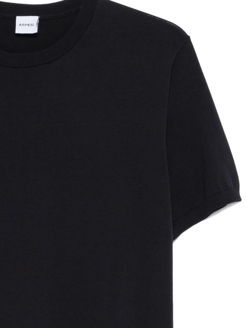 Aspesi Minimalistic Blue T-Shirt With Crew Neckline And Straight Hem