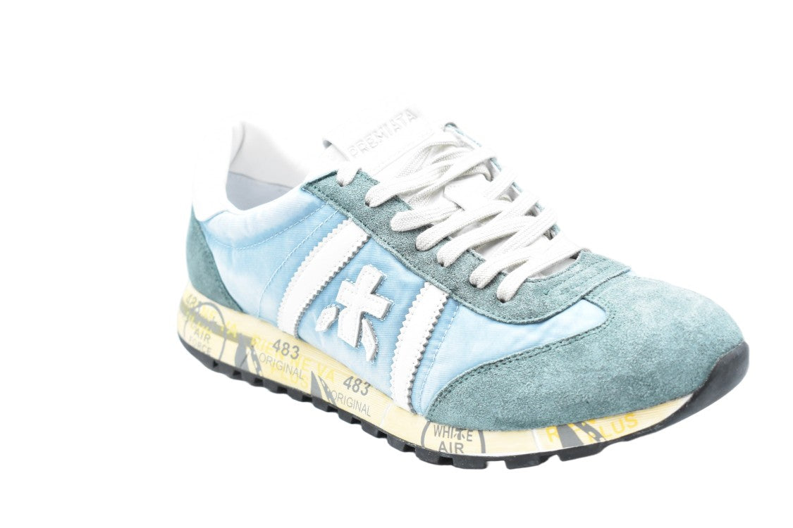 Premiata Blue Suede Fabric Side Logo Shoes
