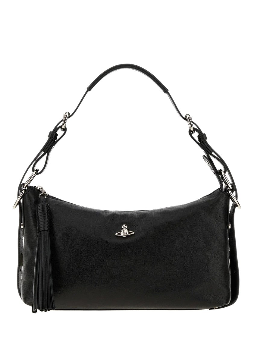 Vivienne Westwood Emma Shoulder Bag Black Leather Shoulder Bag