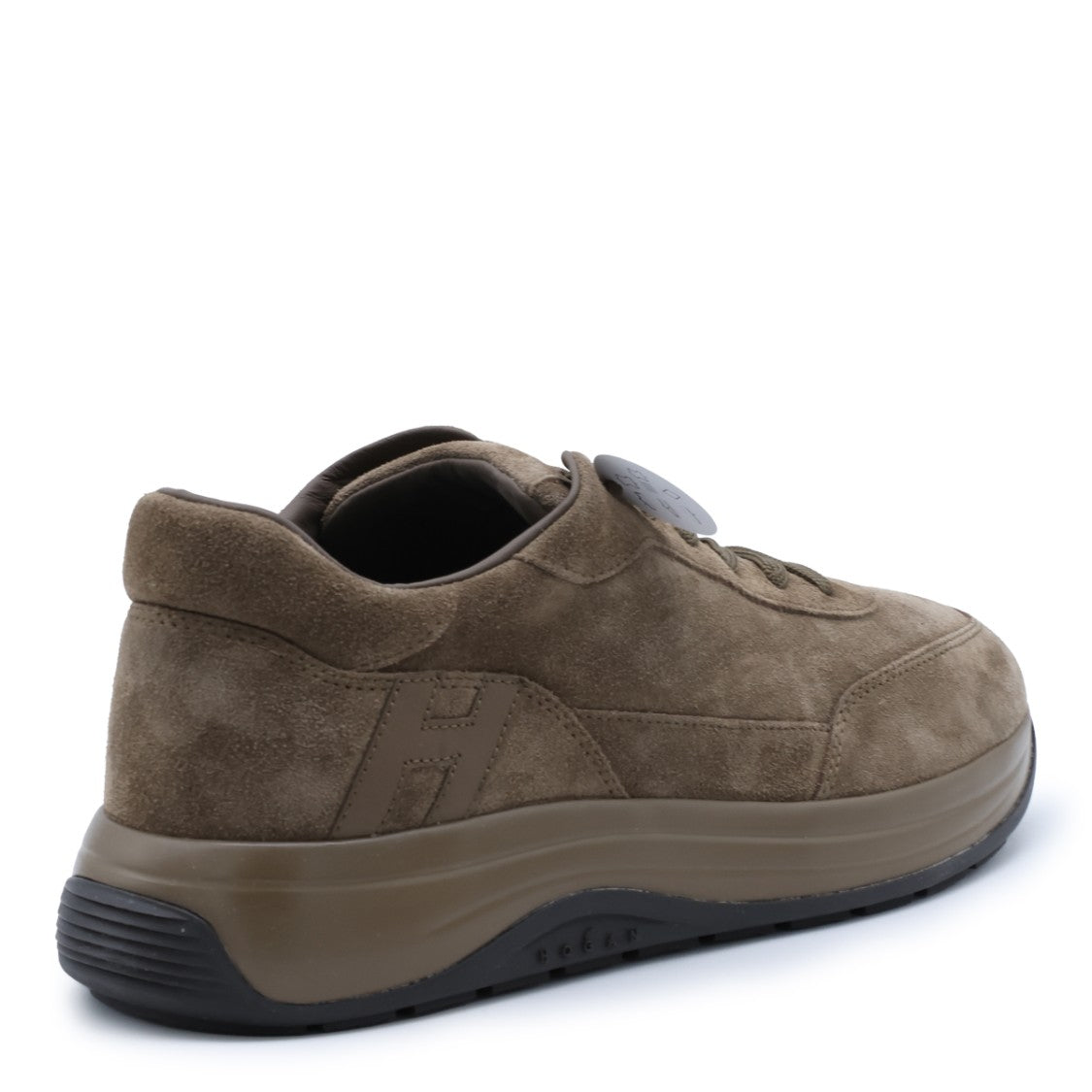 Hogan Brown Smooth Suede Logo Embossed Sneakers