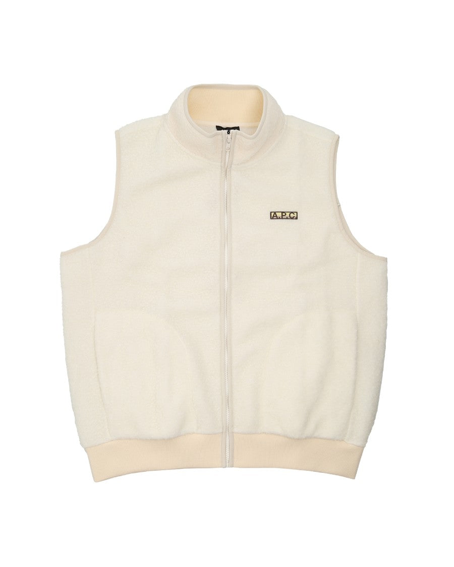 A.P.C. Fleece-Wool Blend Sleeveless Jacket With High Collar