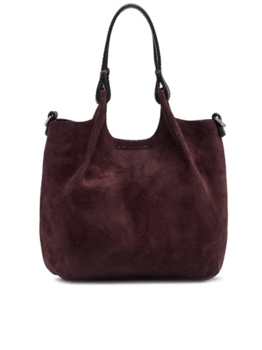 Gianni Chiarini Burgundy Suede Shoulder Bag With Versatile Handles