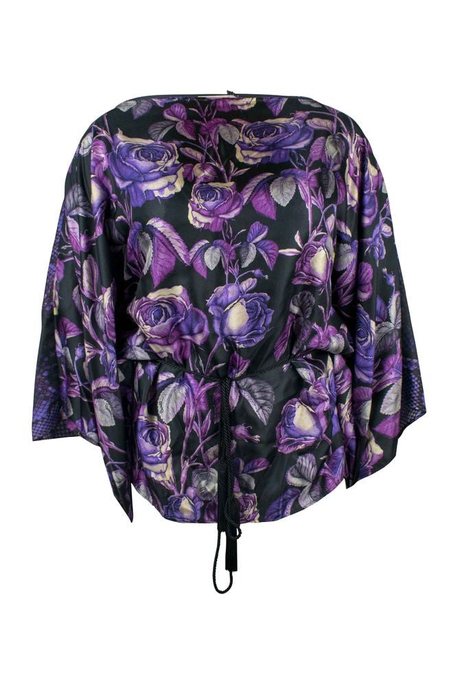 Roberto Cavalli Silk Kaftan With Floral And Python Prints