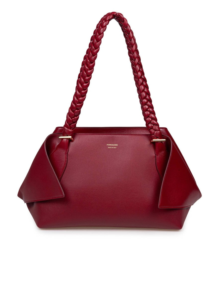 Salvatore Ferragamo Burgundy Calfskin M Handbag