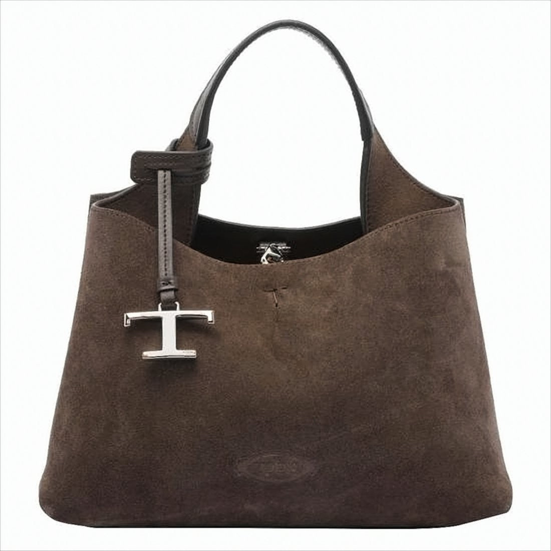 Tod's Structured Dark Brown Calf Leather Shoulder Bag